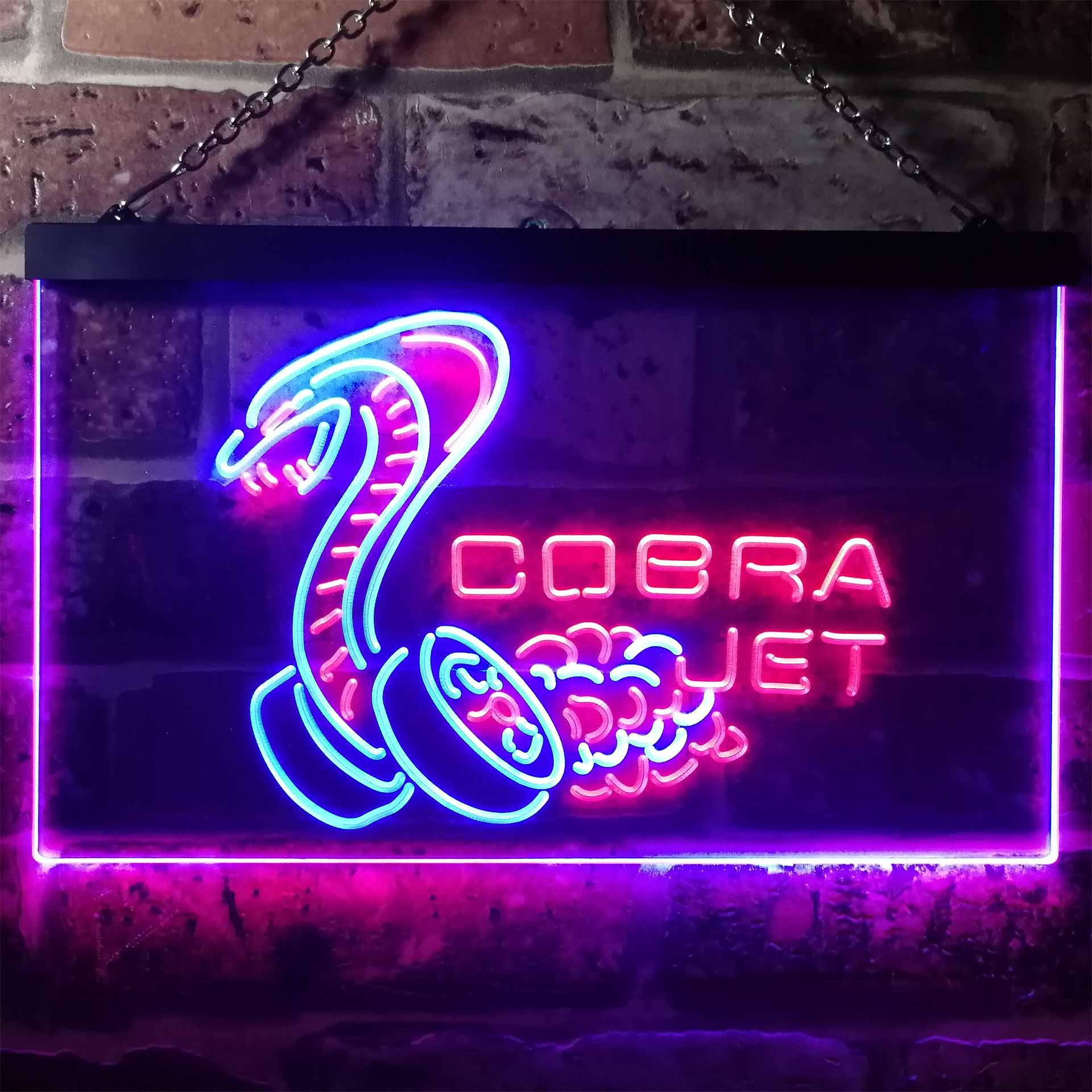 Ford Cobra Jet Mustang Dual LED Neon Light Sign